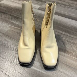Sam Edelman Leather Woman’s Cream Ankle Boots 5